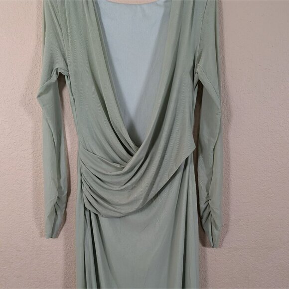 Here Comes the Sun Lustre Open Back Mesh Maxi Dress sz 10 Saige Green Fairy - Picture 7 of 11
